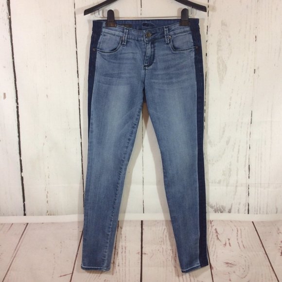 2/$30 Kut from the Kloth Jennifer Ultra Skinny Jeans with Dark Wash Side Stripe - Picture 1 of 11